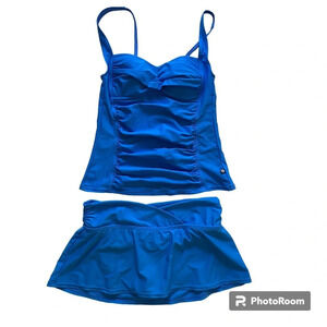 La Vie  En Rose Aqua Blue Tankini Two Piece Swimsuit Size S